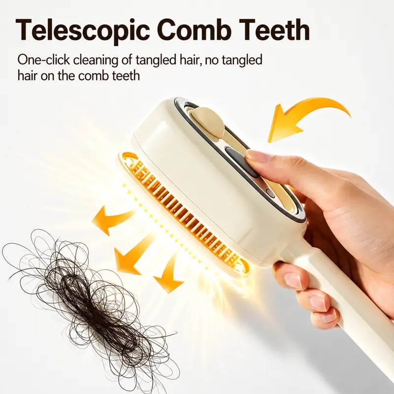 Electric Spray Air Cushion Massage Comb – Self-Cleaning Anti-Tangle Anti-Static Hair Brush | Scalp Massage &amp; Volumizing Brush for Frizzy, Dry Hair Care (No Oil Included)