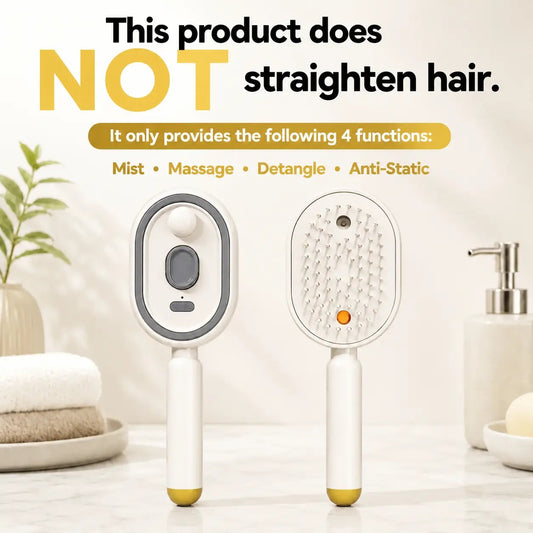 Electric Spray Air Cushion Massage Comb – Self-Cleaning Anti-Tangle Anti-Static Hair Brush | Scalp Massage & Volumizing Brush for Frizzy, Dry Hair Care (No Oil Included)