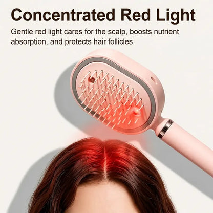 Electric Spray Air Cushion Massage Comb – Self-Cleaning Anti-Tangle Anti-Static Hair Brush | Scalp Massage & Volumizing Brush for Frizzy, Dry Hair Care (No Oil Included)
