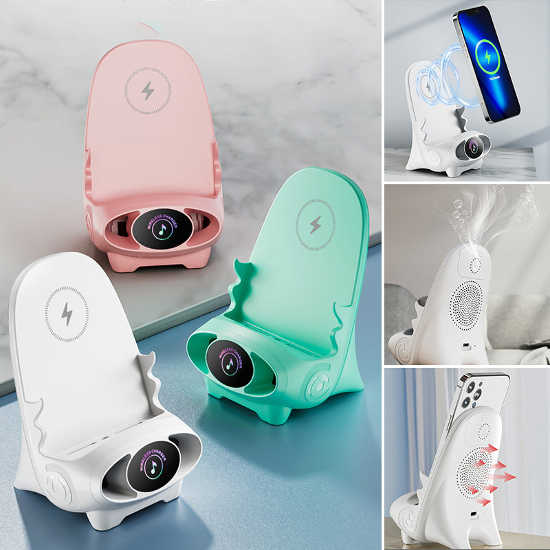 🪑 50% OFF NOW! 📱 Mini Chair Phone Holder with Wireless Charger - 15W Fast Charging, Adjustable Viewing Angles for Desk/Car/Home Use ⚡✨
