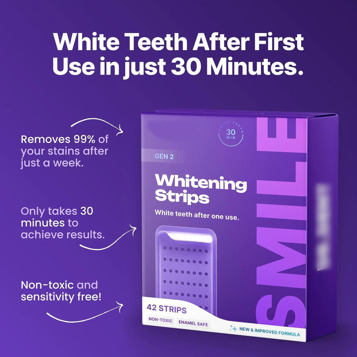 🏆Flash Sale-Purple Whitening Strips🦷✨Non Sensitive Teeth Whitening , Peroxide-Free-ABB8