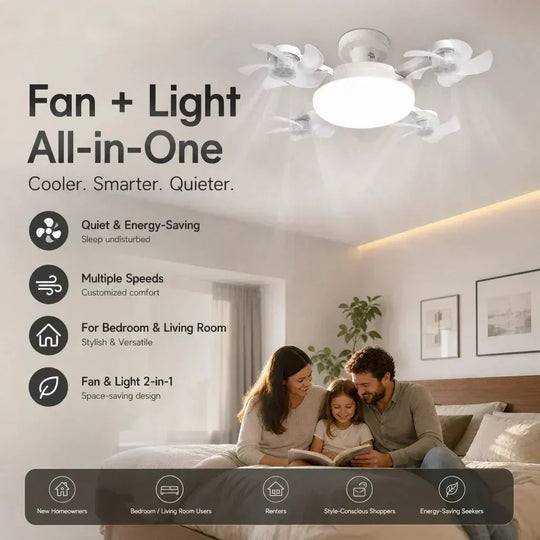 🌀49% OFF NOW! 💡Foldable Socket Ceiling Fan Light with Remote, Energy-Saving Cooling &amp; Lighting for Bedroom &amp; Home