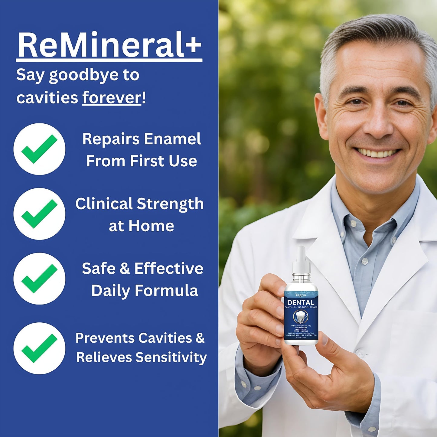 Picături Yagoo fără fluorură pentru hidroxiapatită, armură dentară & Repararea smalțului, Albire & Respirație proaspătă