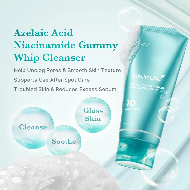 [NEW] Azelaic Acid Gummy Whip Cleanser | Cleansing Foam For Troubled Skin | Use After Spot Care & Excess Sebum Control | Niacinamide, Glycerin | Soothing, Pore Cleansing Face Wash | Korean Skincare