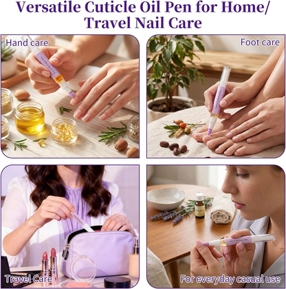 2 in 1 Cuticle Oil Pusher Pen with Ceramic Tip, Nail Cuticle Remover Nail Care Pen Tool for Dry Damaged Nails Hangnails Moisturize Polish Brighten