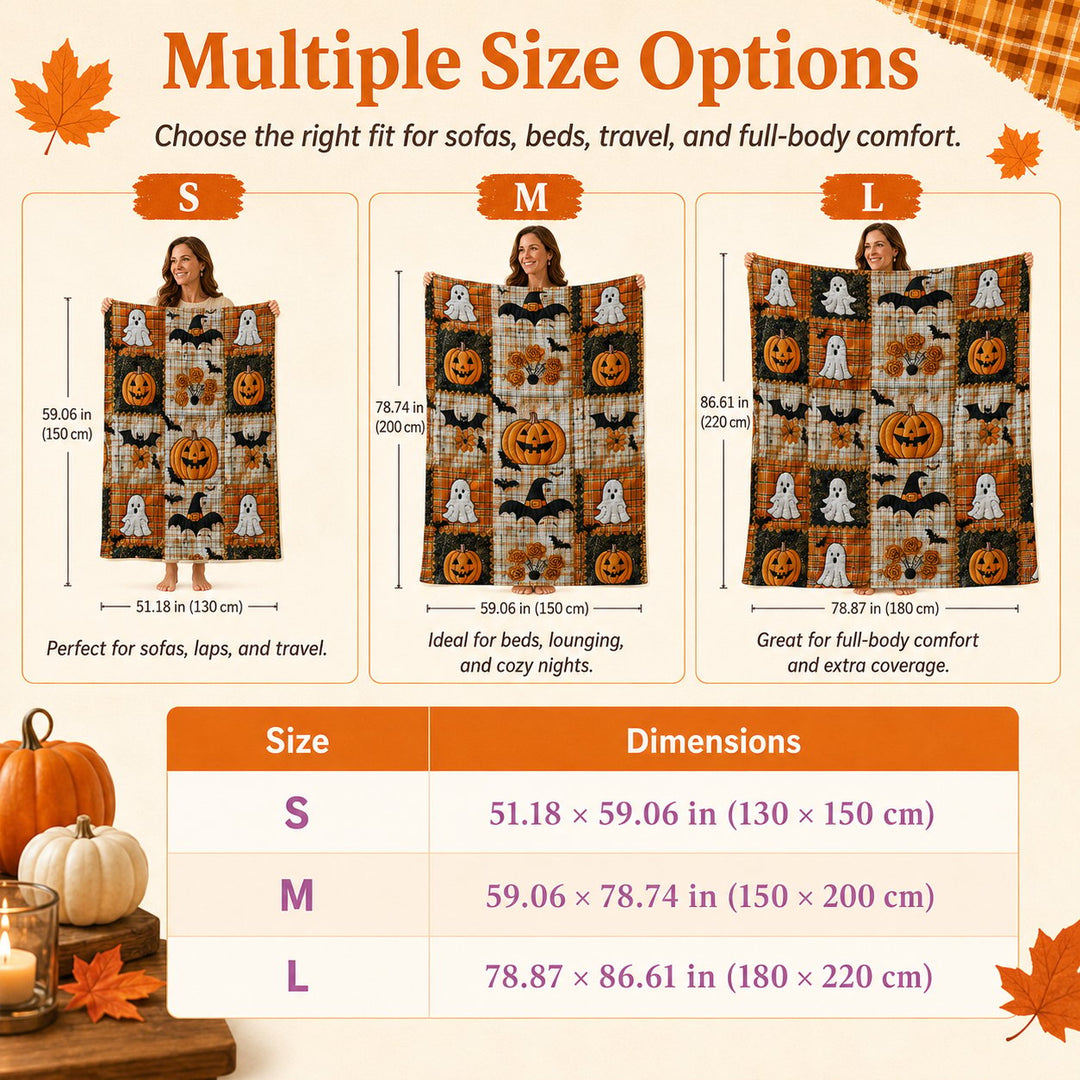 LAST DAY SALE 40%🏆Halloween Patchwork Flannel Blanket