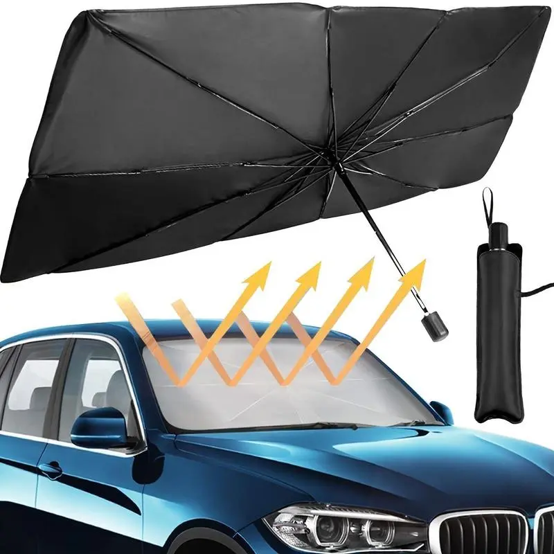 ☀️Car Sunshade – Effective Heat Insulation, UV Block & Easy Foldable Auto Windshield Protector