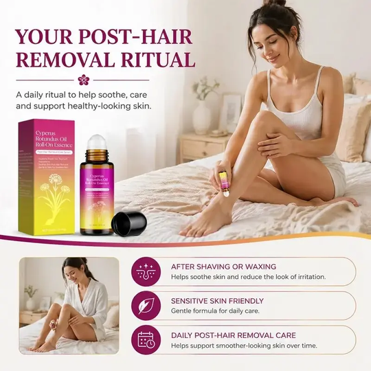 Cyperus Rotundus Oil Roll-On Essence, Post-Hair Removal Care Serum, Helps Slow Hair Regrowth, Soothes and Calms Skin, Gentle for Sensitive Skin