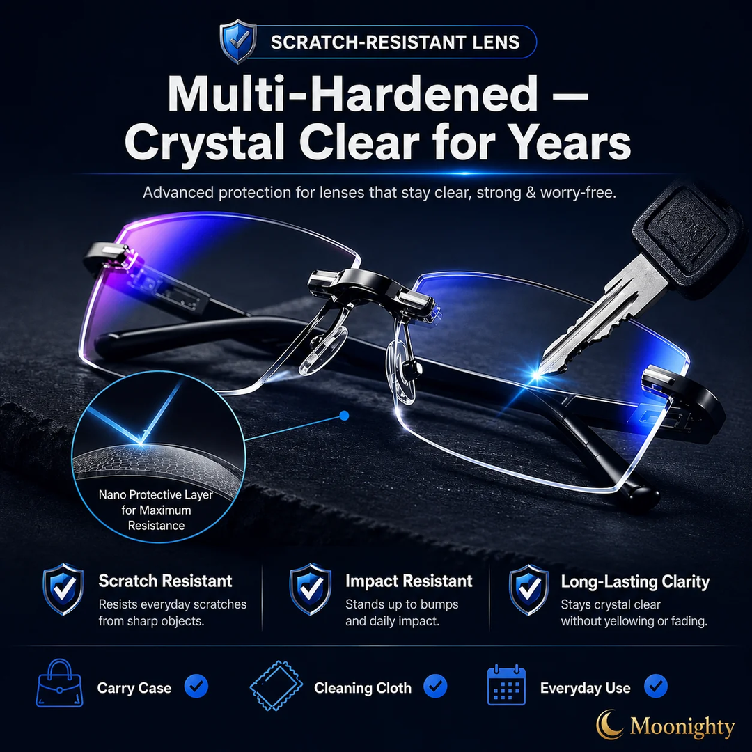 Crystal Clear Reading Glasses – Lightweight Frameless Design with Premium Diamond-Cut Finish