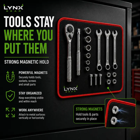 【BackToSchool】3PC Flexible Magnetic Tool Mat &amp; Tray Holder Set - Flexible Set for Garage Users, PVC Non-Slip Tool Storage for Auto Repair, Father&