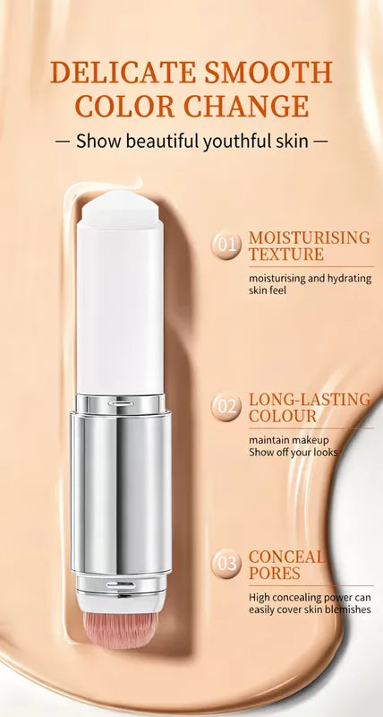 [OFFICIAL PRODUCT] Cover Cream Stick V w/ Detachable Brush - Korean Skin Care Color-Changing Foundation Stick with Collagen Capsules