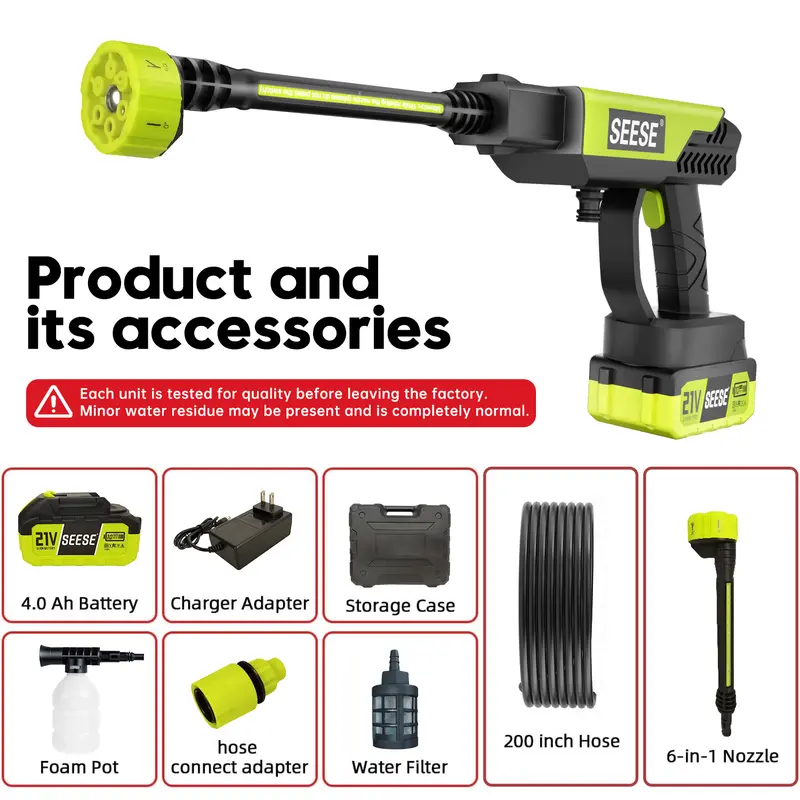 SEESE Cordless Pressure Washer and Single Port Charger Base, Bottle Portable Washer for Car,Home Cleaning &amp; Garden Watering
