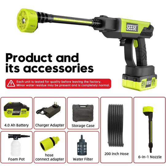 SEESE Cordless Pressure Washer and Single Port Charger Base, Bottle Portable Washer for Car,Home Cleaning &amp; Garden Watering