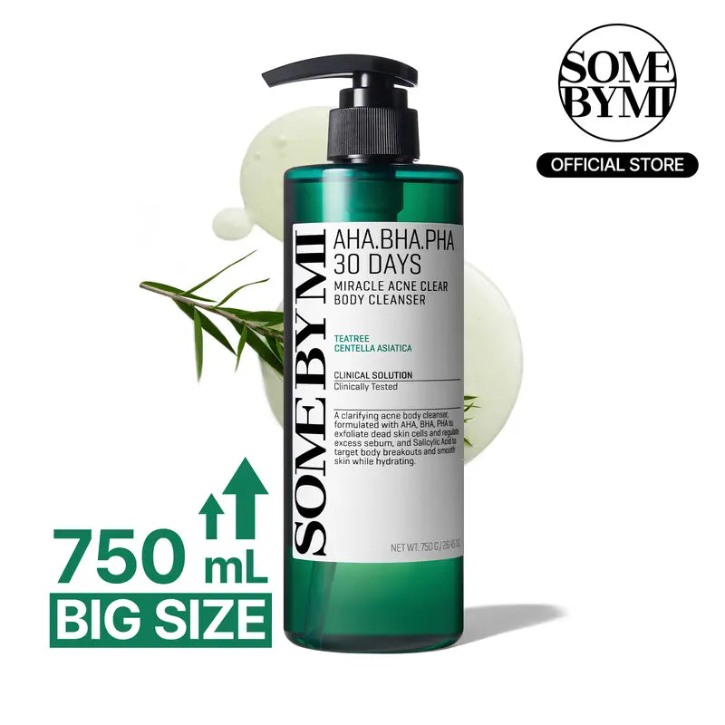 AHA BHA PHA 30 Days Miracle Acne Clear Body Cleanser  - Body Odor Control & Back Acne Treatment - Gentle Exfoliating Body Wash - Korean Skincare