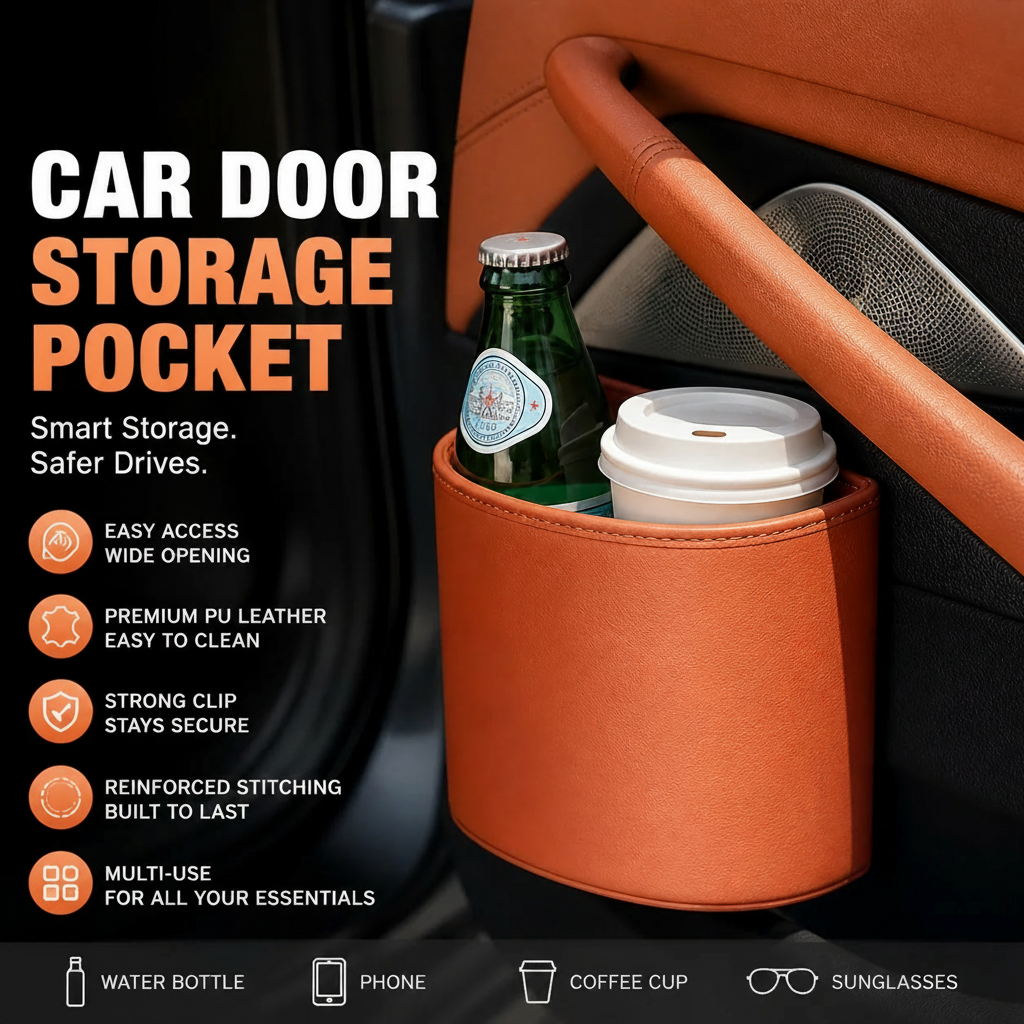 ⏳🔥LIMITED-TIME 40% OFF! ⏰Organize Your Car Instantly! No-Slip Clip-On Leather Cup Holder