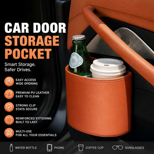 ⏳🔥LIMITED-TIME 40% OFF! ⏰Organize Your Car Instantly! No-Slip Clip-On Leather Cup Holder