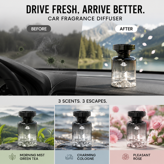 💞50K+ SOLD!🚗🌿110ml Long-Lasting Car Air Freshener – Natural plant extracts, eliminates smoke &amp; pet odours. Weeks of freshness. Mountain design. Breath easy! 💨✨