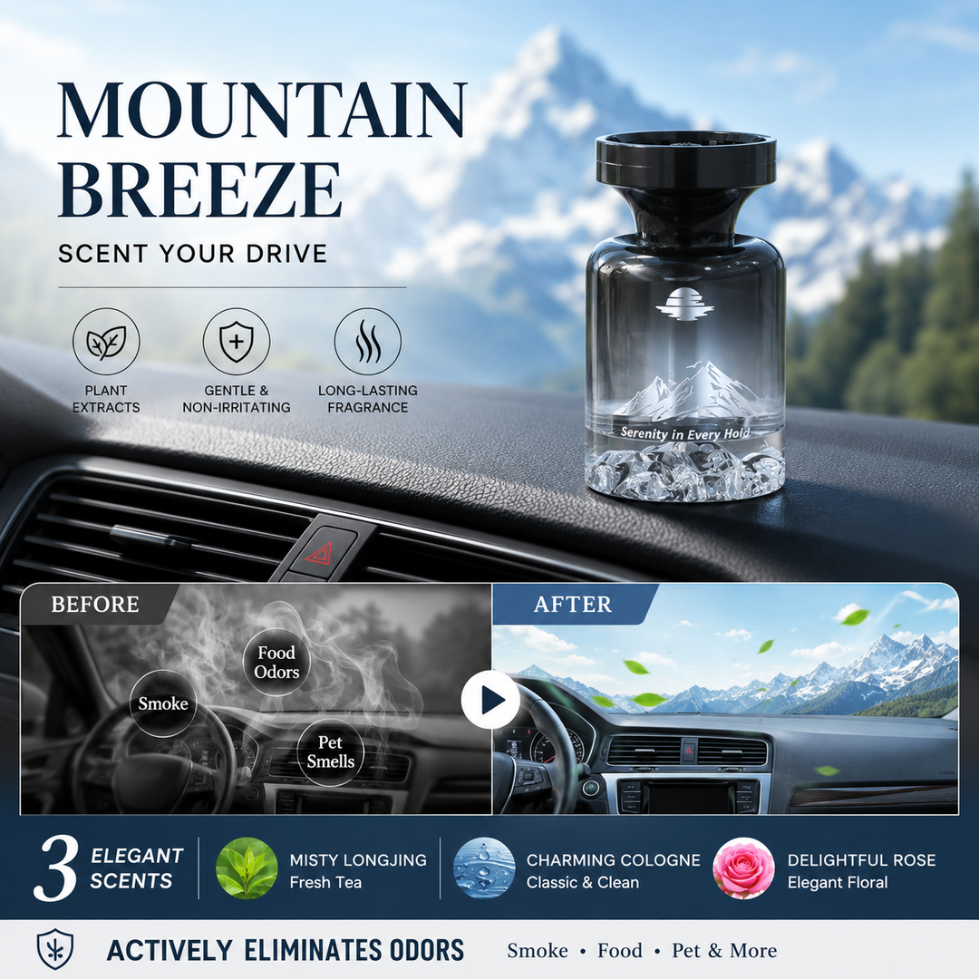 💞50K+ SOLD!🚗🌿110ml Long-Lasting Car Air Freshener – Natural plant extracts, eliminates smoke &amp; pet odours. Weeks of freshness. Mountain design. Breath easy! 💨✨