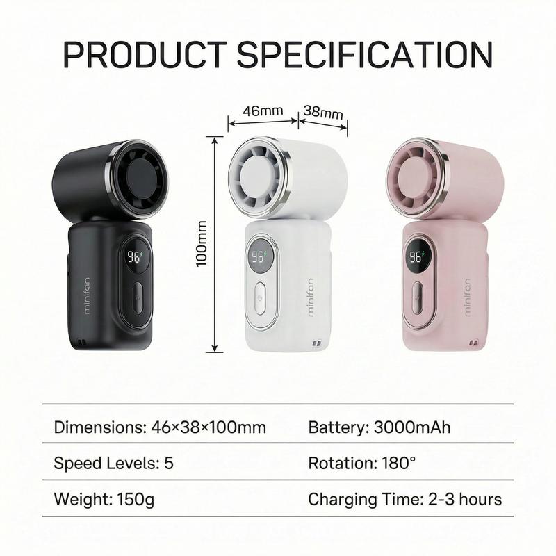 🏖️ 3000mAh USB Clip Fan – 360° Rotatable, Ultra-Portable🌬️| For Travel ✈️ Office 💼Kids 👶 | Clips Anywhere!