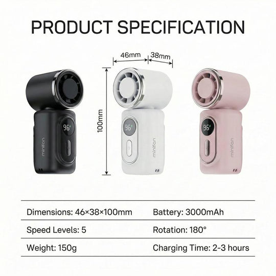🏖️ 3000mAh USB Clip Fan – 360° Rotatable, Ultra-Portable🌬️| For Travel ✈️ Office 💼Kids 👶 | Clips Anywhere!