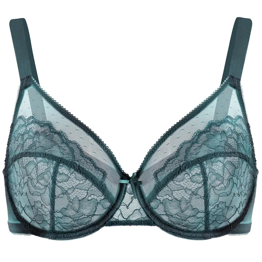 💞50K+ SOLD!👙HSIA Enchante Floral Lace Plus Size Underwire Unlined Unpadded Minimizer Full Coverage Bra Women&