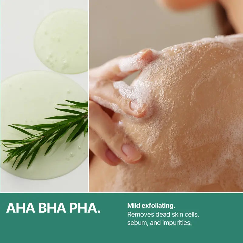 AHA BHA PHA 30 Days Miracle Acne Clear Body Cleanser  - Body Odor Control & Back Acne Treatment - Gentle Exfoliating Body Wash - Korean Skincare