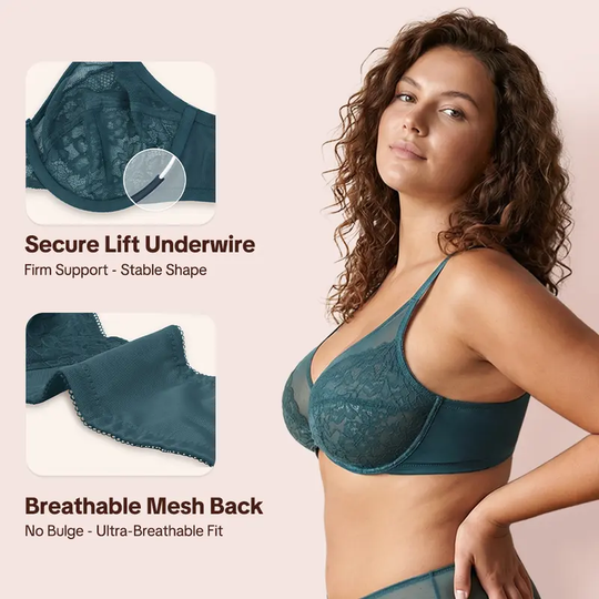 💞50K+ SOLD!👙HSIA Enchante Floral Lace Plus Size Underwire Unlined Unpadded Minimizer Full Coverage Bra Women&