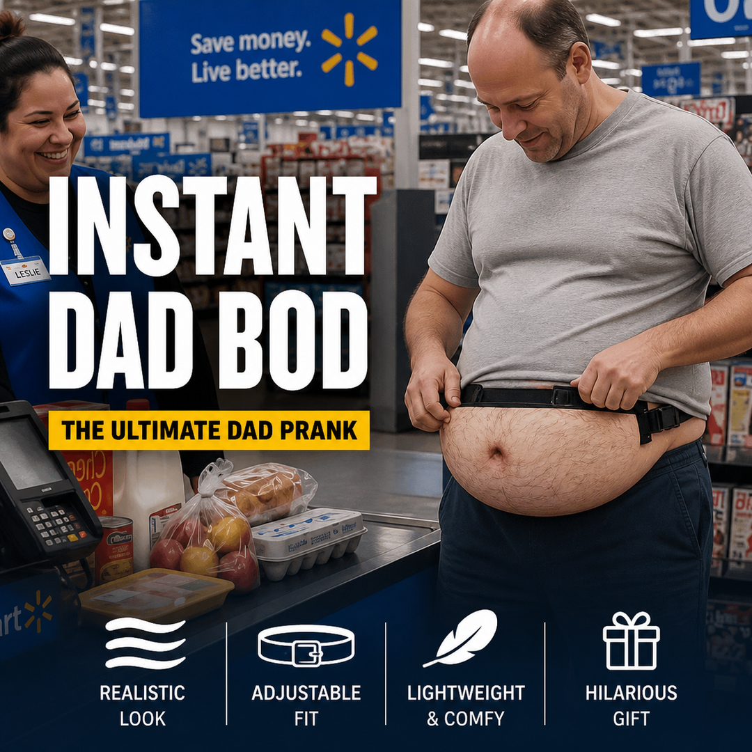 🥳Dadbag | Realistic Fake Beer Belly Bum Bag | Funny Dad Bod Waist Pack | Novelty Gag Gift for Men | With Belly Button &amp; Hairy Chest | Adjustable Black Strap