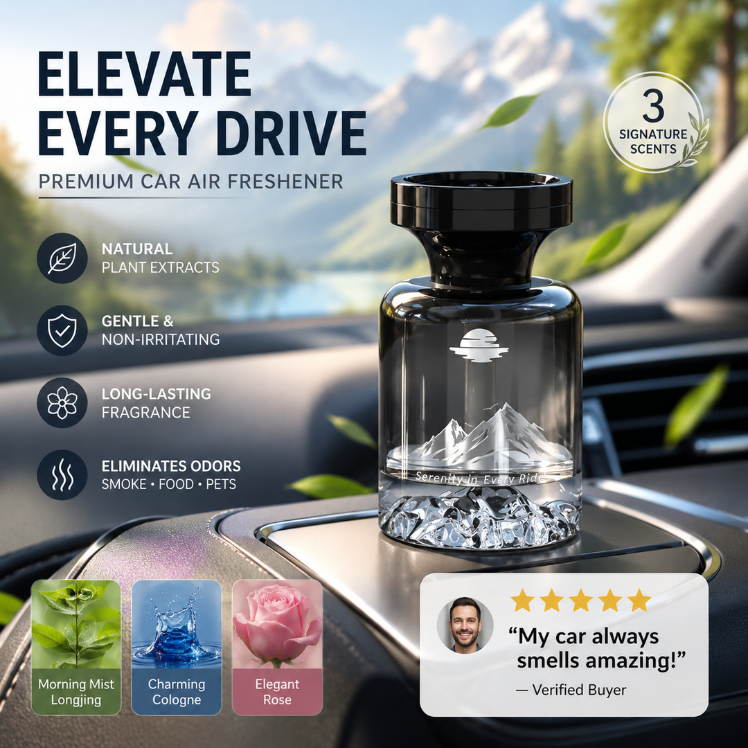 💞50K+ SOLD!🚗🌿110ml Long-Lasting Car Air Freshener – Natural plant extracts, eliminates smoke &amp; pet odours. Weeks of freshness. Mountain design. Breath easy! 💨✨