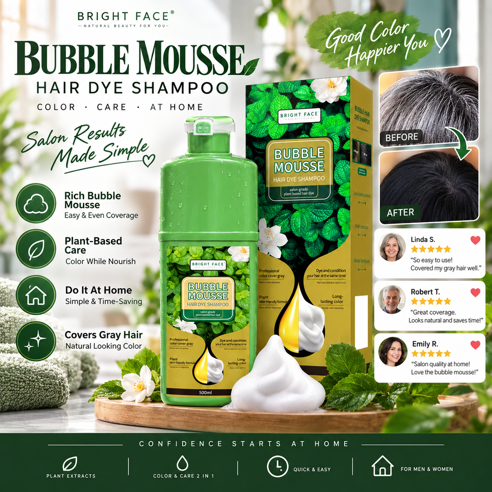 💈40% OFF NOW! Long-Lasting Plant-Based Foam Hair Dye, Bubble Mousse Hair Dye Shampoo, Easy At-Home Hair Color, Gentle Formula for Gray Hair Coverage