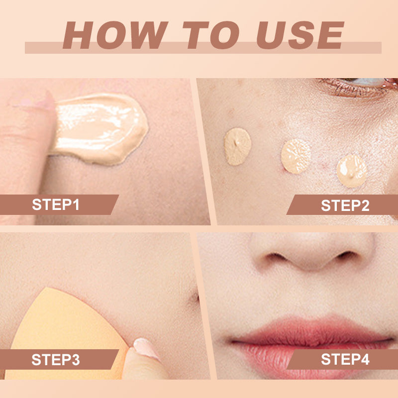 Long-Lasting Light Liquid Foundation with Powder Puff