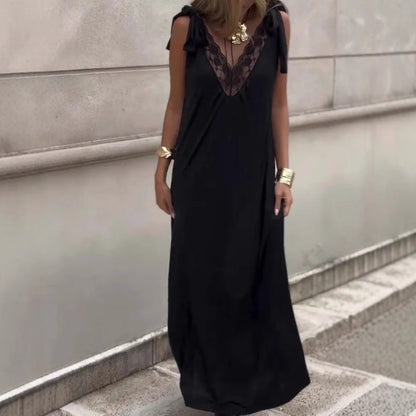 Women's Lace V-Neck Sleeveless Maxi Dress