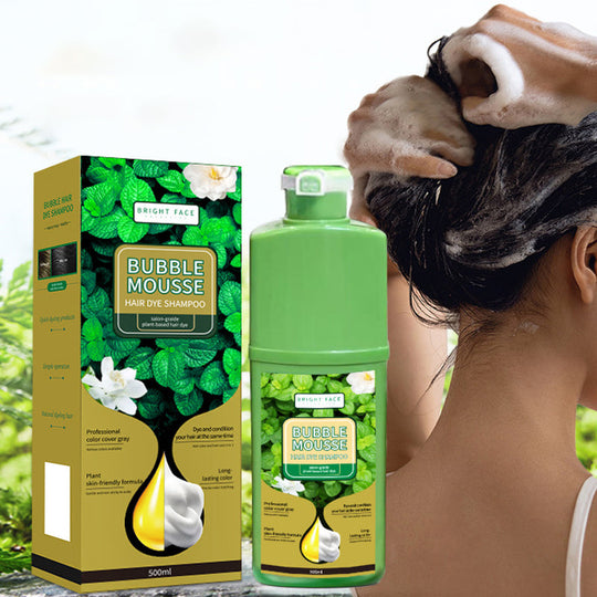 💈40% OFF NOW! Long-Lasting Plant-Based Foam Hair Dye, Bubble Mousse Hair Dye Shampoo, Easy At-Home Hair Color, Gentle Formula for Gray Hair Coverage