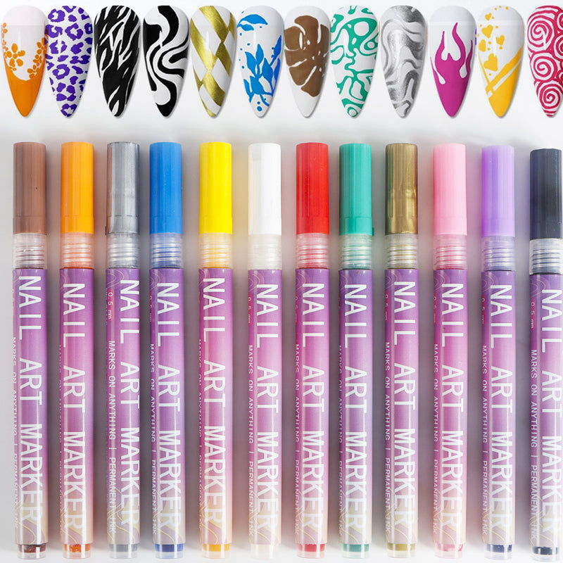 🎁Heißer Verkauf – 50 % Rabatt!✨ 12 Farben Nagelkunst-Stifte-Set für kreative Designs 💅🎨