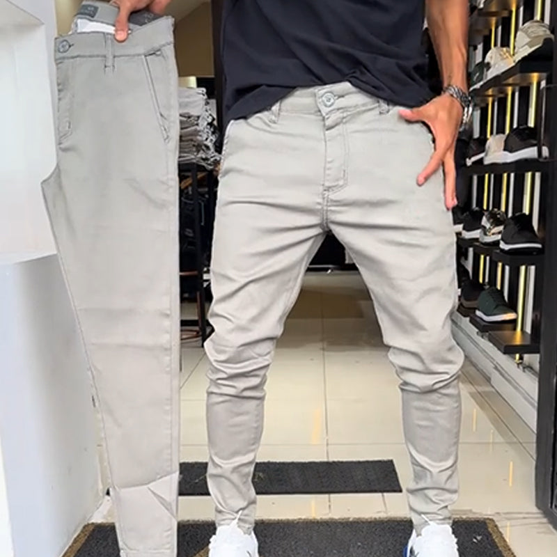 🖤Černý pátek: sleva 50 %🖤Pánské ležérní jednobarevné kalhoty slim-fit