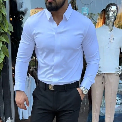 ⏳Fall Limited Edition Collection💥Men's Casual Slim Fit Solid Color Shirt