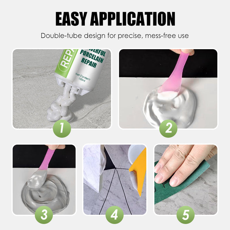 Powerful Double-Tube Porcelain Repair Kit