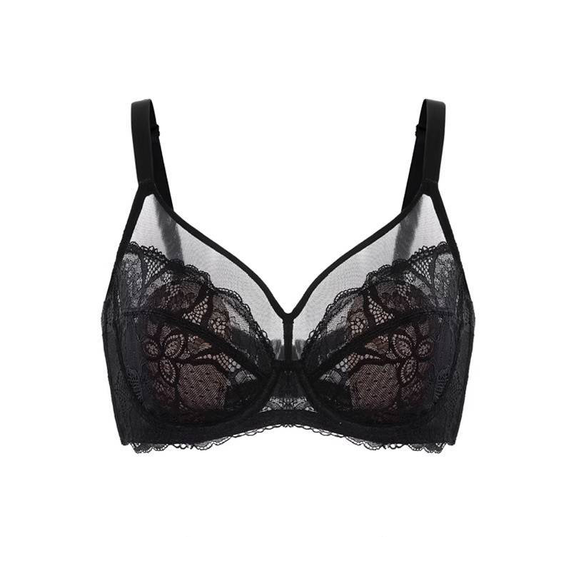 💞50K+ SOLD!👙HSIA Enchante Floral Lace Plus Size Underwire Unlined Unpadded Minimizer Full Coverage Bra Women&