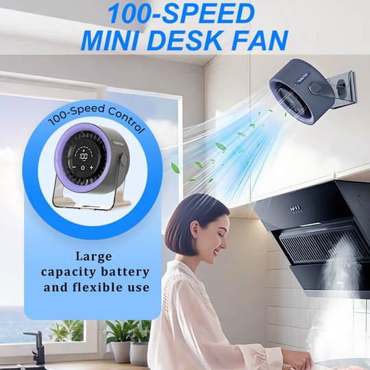 [Heatwave Essential] Desk Fan with LED Display USB Powered Portable 100 Speeds 120&