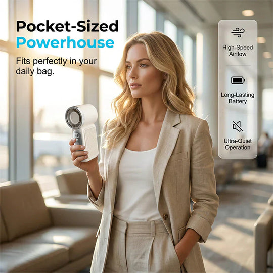 Mini Handheld Fan with LED Display|  6 speeds, 10.7 hours of cool| Weighs nothing – goes anywhere