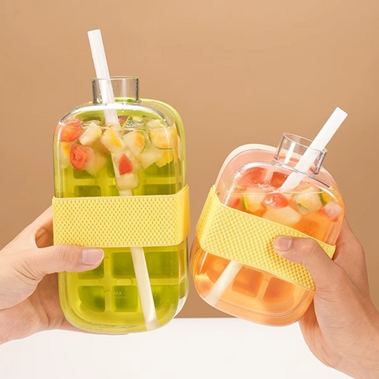 2-in-1 Ice Cube Maker Water Bottle Built-In Ice Tray, Food-Grade Silicone, Bpa-Free. Make Ice &amp; Store Water In One Bottle – Ideal For Gym, Office &amp; Travel! ‍♂