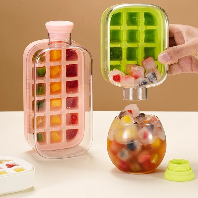 2-in-1 Ice Cube Maker Water Bottle Built-In Ice Tray, Food-Grade Silicone, Bpa-Free. Make Ice &amp; Store Water In One Bottle – Ideal For Gym, Office &amp; Travel! ‍♂