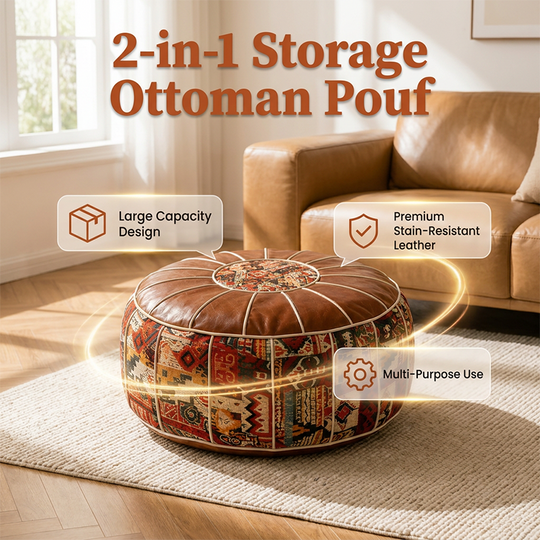 🎁2026 New Arrivals 🔥 50% OFF 🛋️ Multifunctional Storage Ottoman Pouf – Hidden Storage, Comfortable Seating &amp; Faux Leather Finish ✨