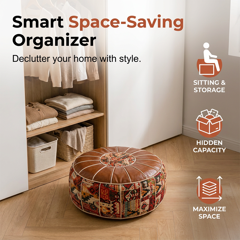 🎁2026 New Arrivals 🔥 50% OFF 🛋️ Multifunctional Storage Ottoman Pouf – Hidden Storage, Comfortable Seating &amp; Faux Leather Finish ✨