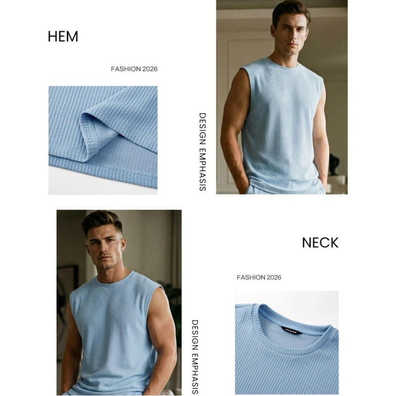 ⚽️🏆️World Cup Sale:40% OFF🎉70K+ SOLD! 🥳Men's Ribbed Sleeveless Tank Top & Pants 2-Piece Set