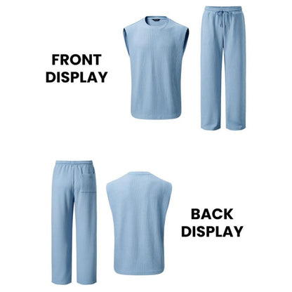 ⚽️🏆️World Cup Sale:40% OFF🎉70K+ SOLD! 🥳Men's Ribbed Sleeveless Tank Top & Pants 2-Piece Set