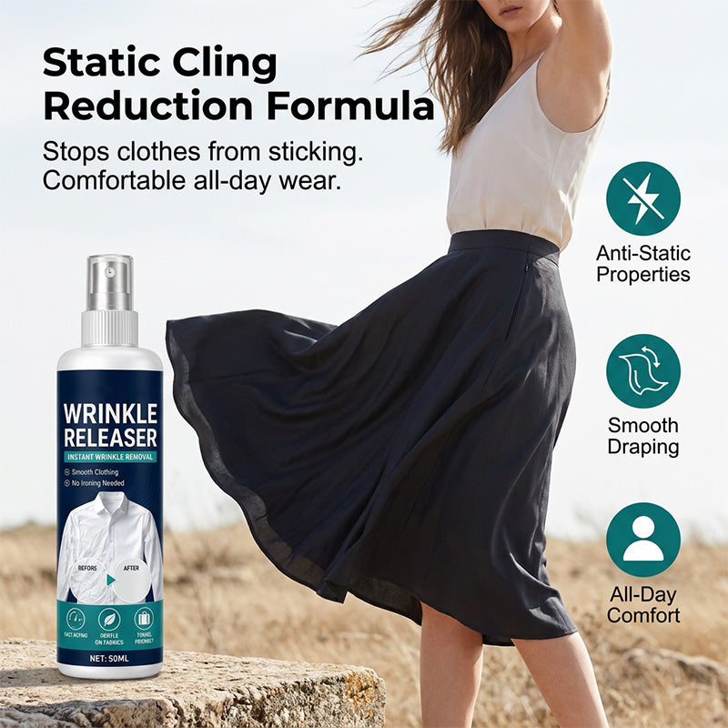 Instant wrinkle release – no iron, travel-ready, static-free &amp; fresh.