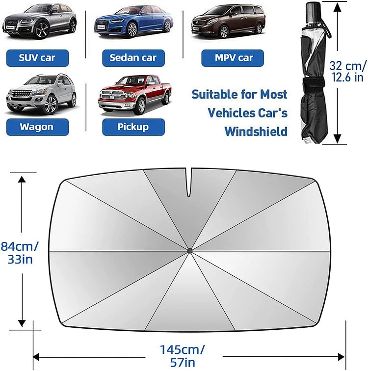 ☀️Car Sunshade – Effective Heat Insulation, UV Block & Easy Foldable Auto Windshield Protector