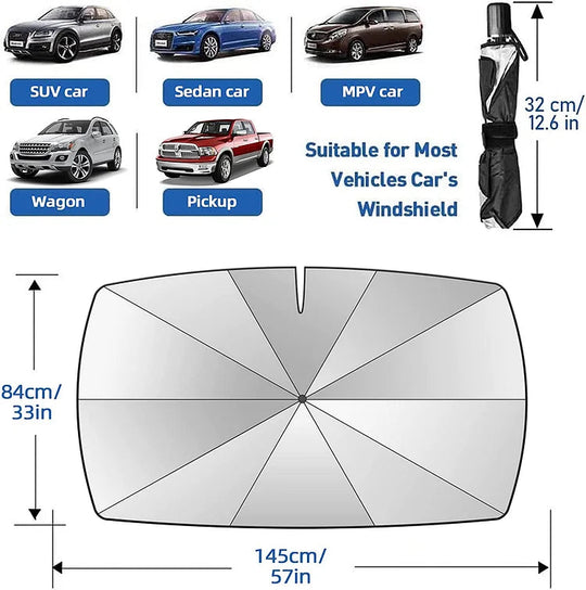☀️Car Sunshade – Effective Heat Insulation, UV Block &amp; Easy Foldable Auto Windshield Protector