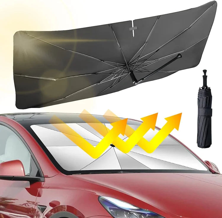 ☀️Car Sunshade – Effective Heat Insulation, UV Block & Easy Foldable Auto Windshield Protector
